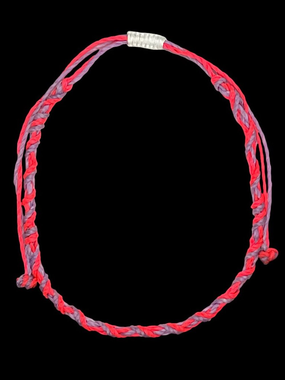 Coral & Purple Twist Wrapped Cord Handmade Bracelet